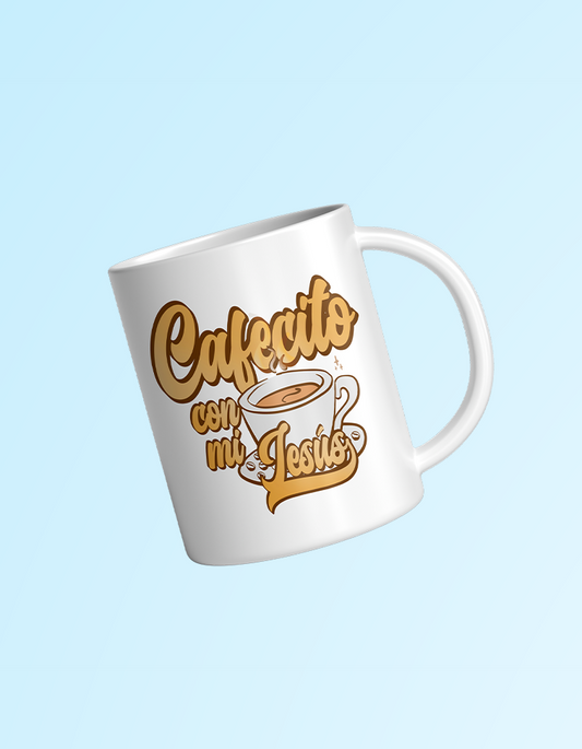 Cafecito con mi Jesus 11 oz . White Mug | Grace & Fire Designz