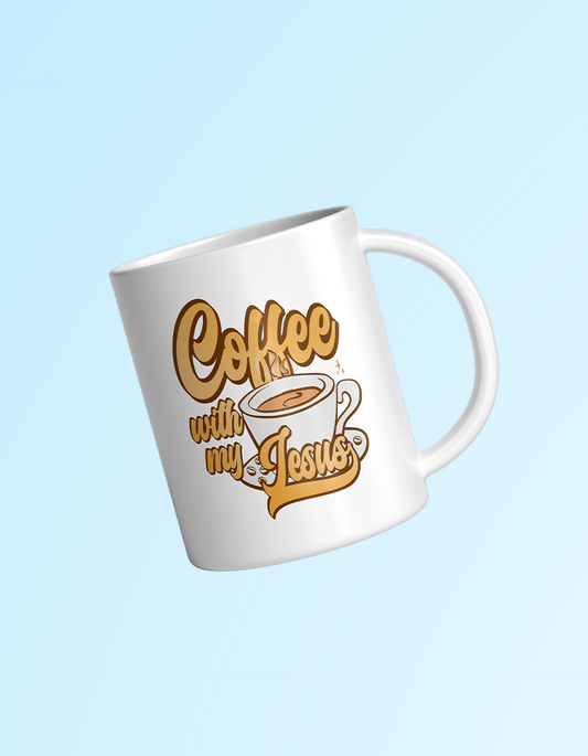 Coffee with My Jesus 11oz White Mug | Grace & Fire Designz
