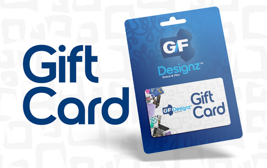 GF Designz gift card packaging on a white background