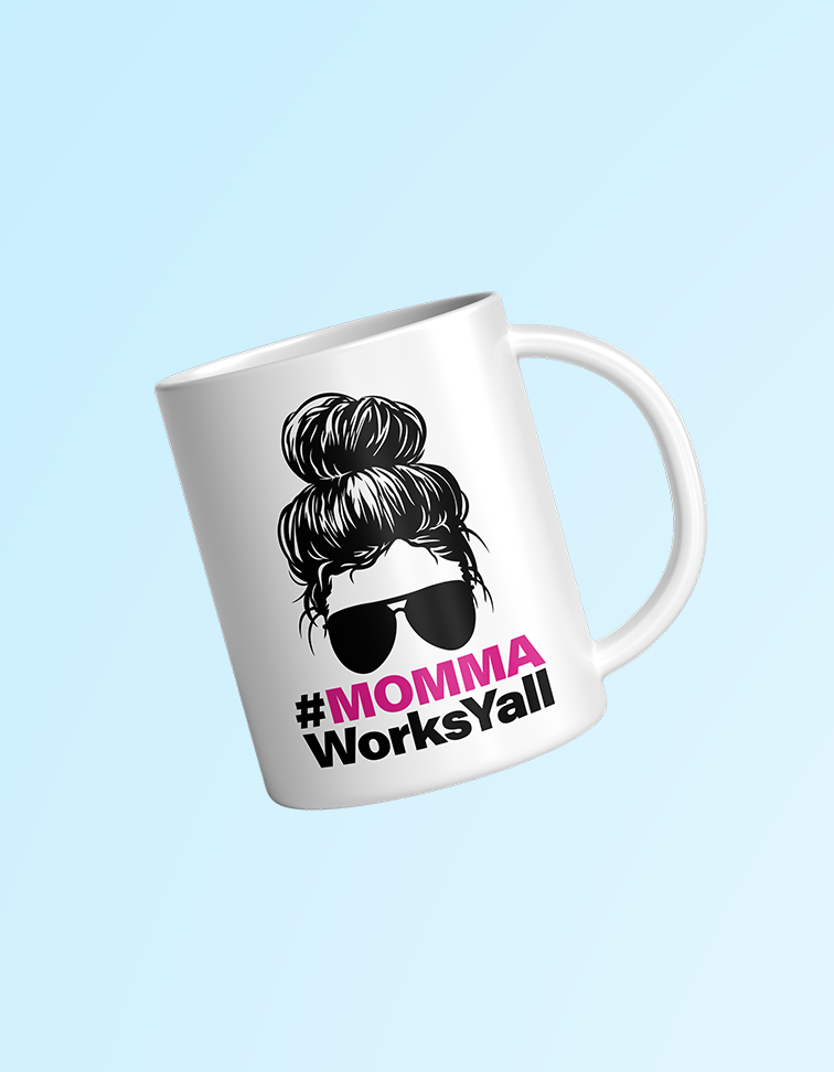 Momma Works Ya'll 11oz White Mug | Grace & Fire Designz
