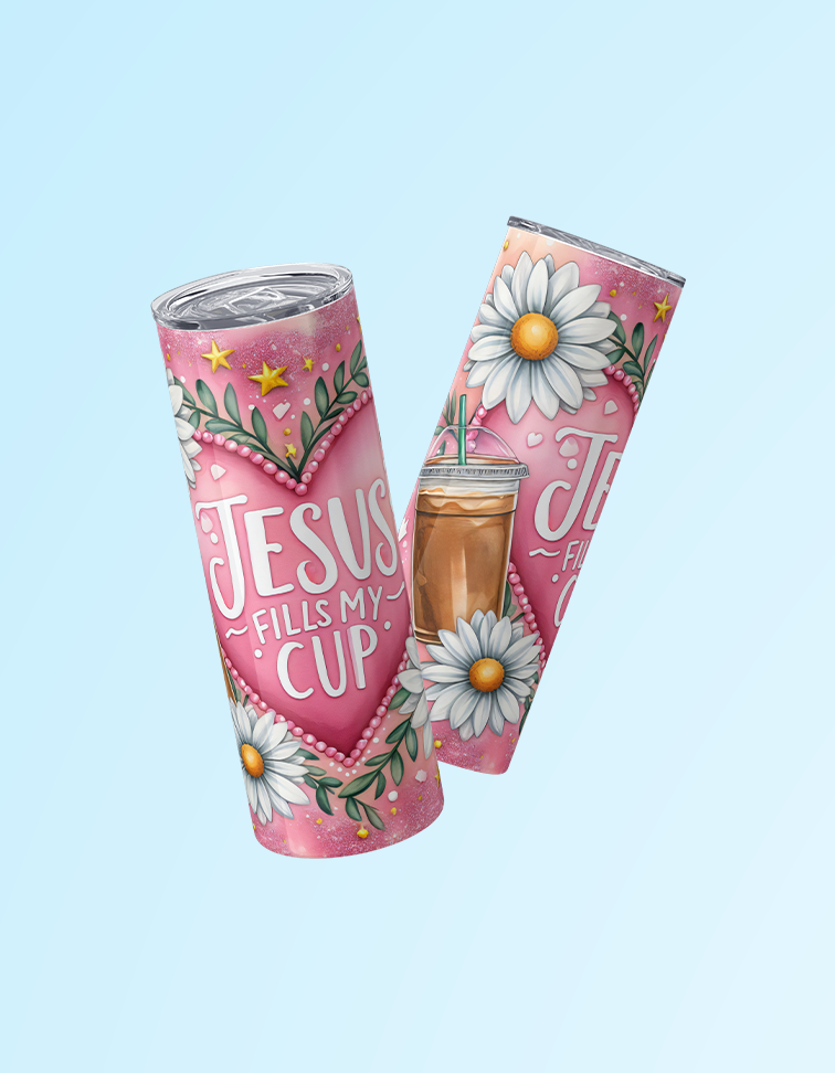 Pink Jesus Fills my Cup 20oz. Tumbler | Grace & Fire Designz