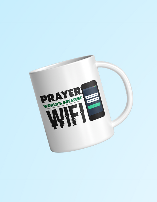 Prayer World's Greatest Wifi 11oz. Glossy White Mug | Grace & Fire Designz